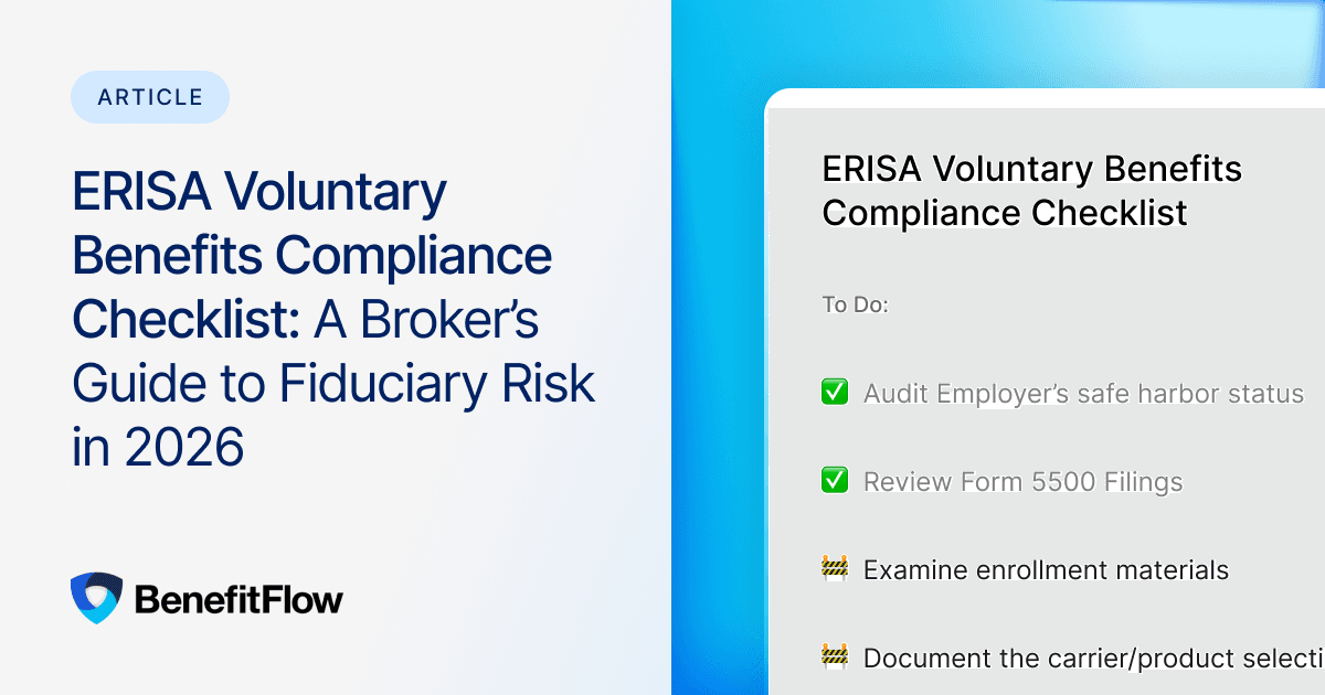 ERISA Voluntary Benefits Compliance Checklist: A Broker’s Guide to Fiduciary Risk in 2026